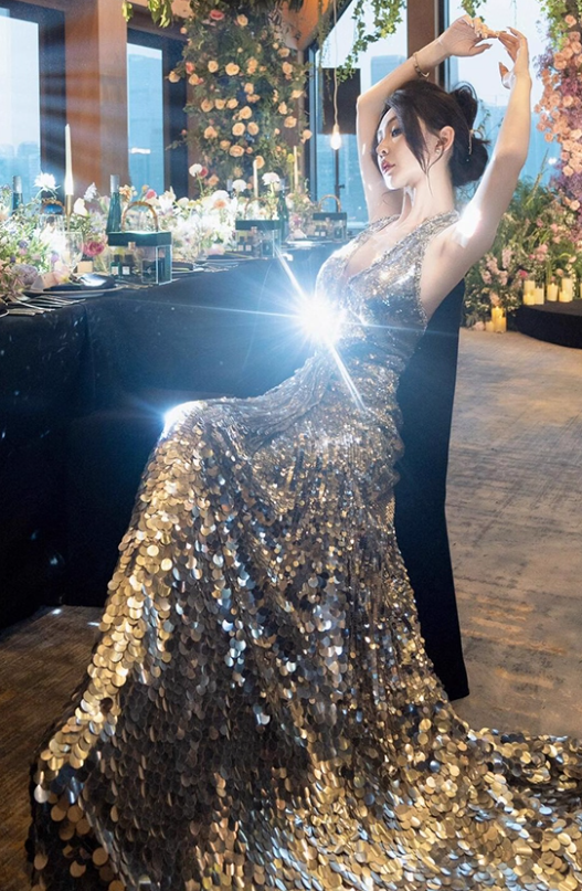 Stunning A Line V Neck Sequin Open Back Prom Dress Vacation Dress SH4139