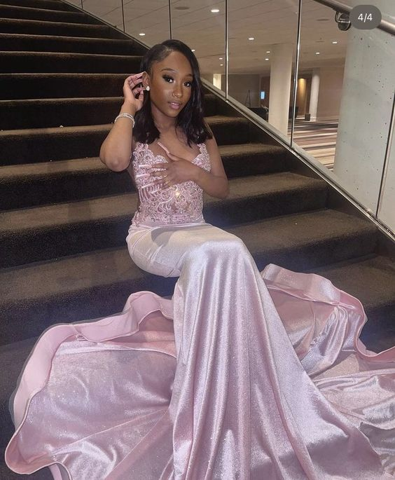 Sexy Mermaid Party Dress Pink Prom Evening Dress SH1267