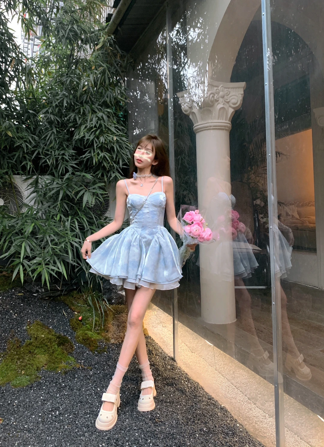Blue A Line Spaghetti Strap Satin Short Homecoming Dress Outfits SH5832