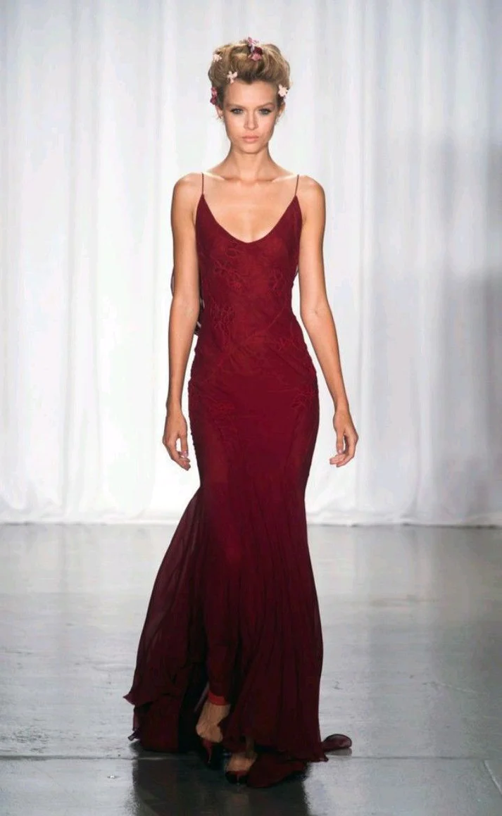 Burgundy Mermaid Evening Dress Long Prom Dress SH1186