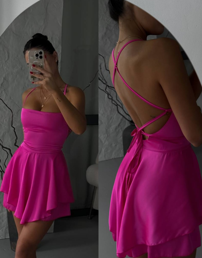 Cute White A Line Spaghetti Strap Satin Short Homecoming Dress Cocktail Dress SH4345