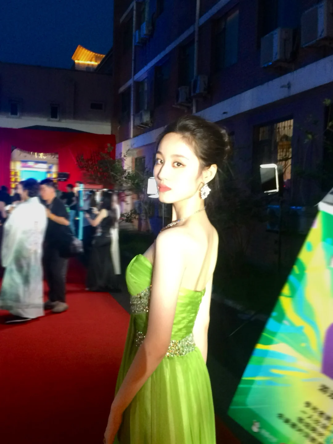 Stunning Green A Line Sweetheart Neck Rhinestone Chiffon Prom Dress Evening Dress SH4276