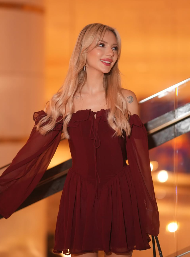 Burgundy A Line Long Sleeve Chiffon Short Homecoming Dress Cocktail Dress SH3591