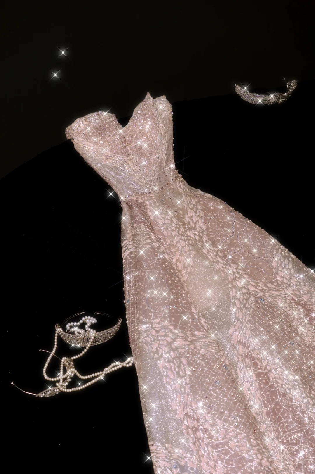 Light Champagne A Line Sweetheart Neck Sequin Tulle Prom Dress Party Dress SH3396