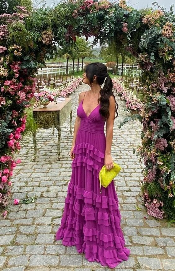 New Purple V-Neck Prom Dress, Graduation Party Dresses SH630