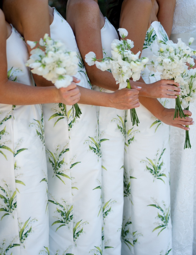Pretty A Line Strapless Print Floral White Satin Long Bridesmaid Dress SH6307