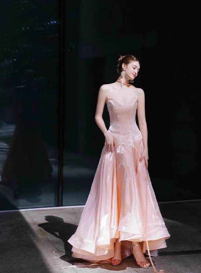Stunning Pink A Line Sweetheart Neck Satin Prom Dress Evening Dress 16th Birthday Dress SH4048