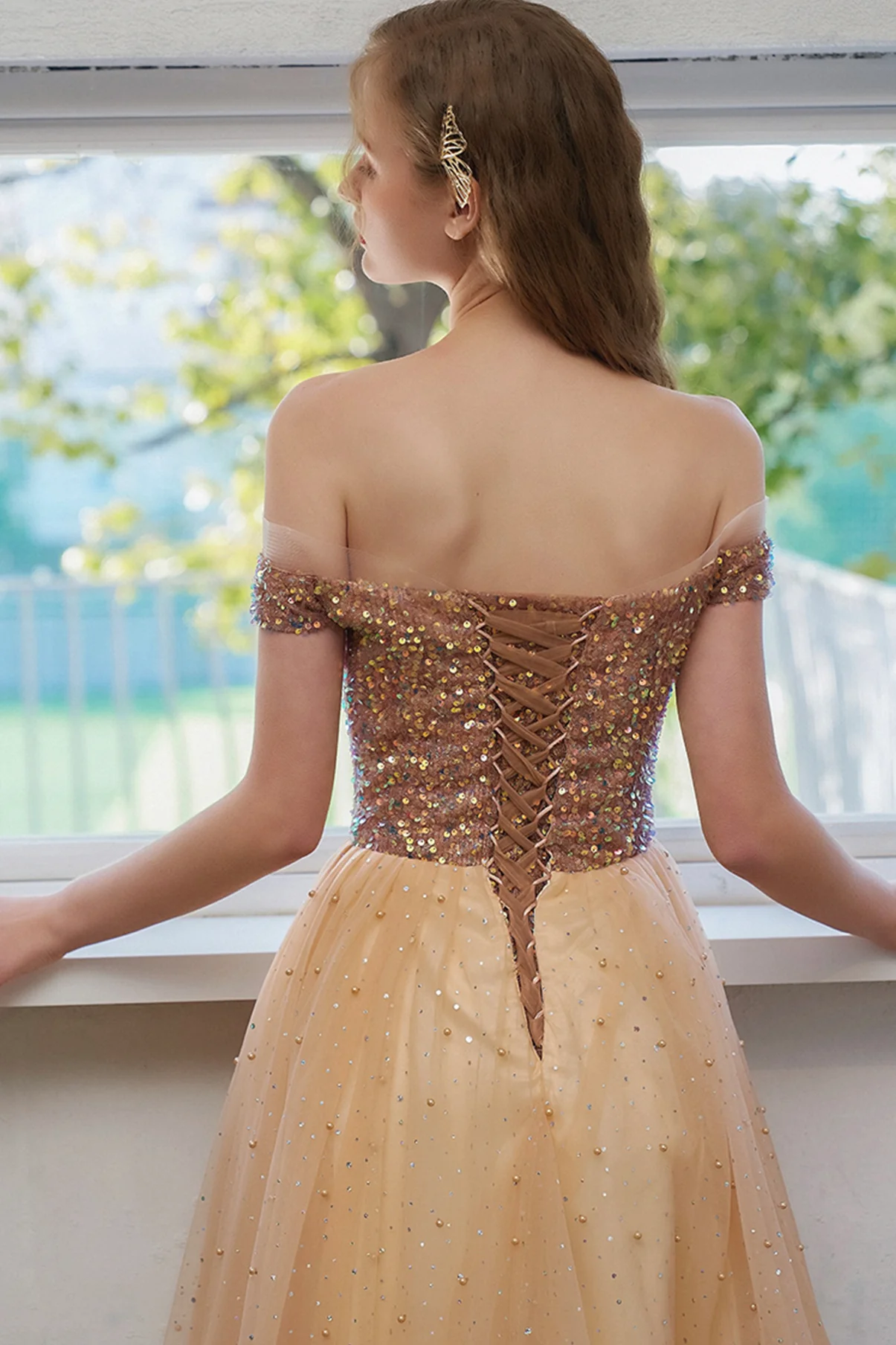 Sweet Off-the-shoulder Tulle Homecoming Prom Dress SH574