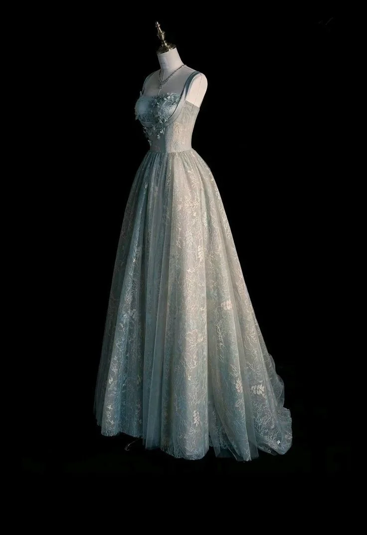 Beautiful Sage Green Long Tulle Prom Dress Evening Dress SH1190