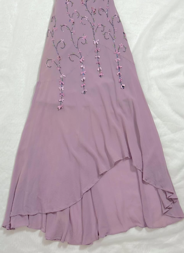 Vintage A Line Spaghetti Straps Beaded Purple Chiffon Prom Dress Party Dress SH3663