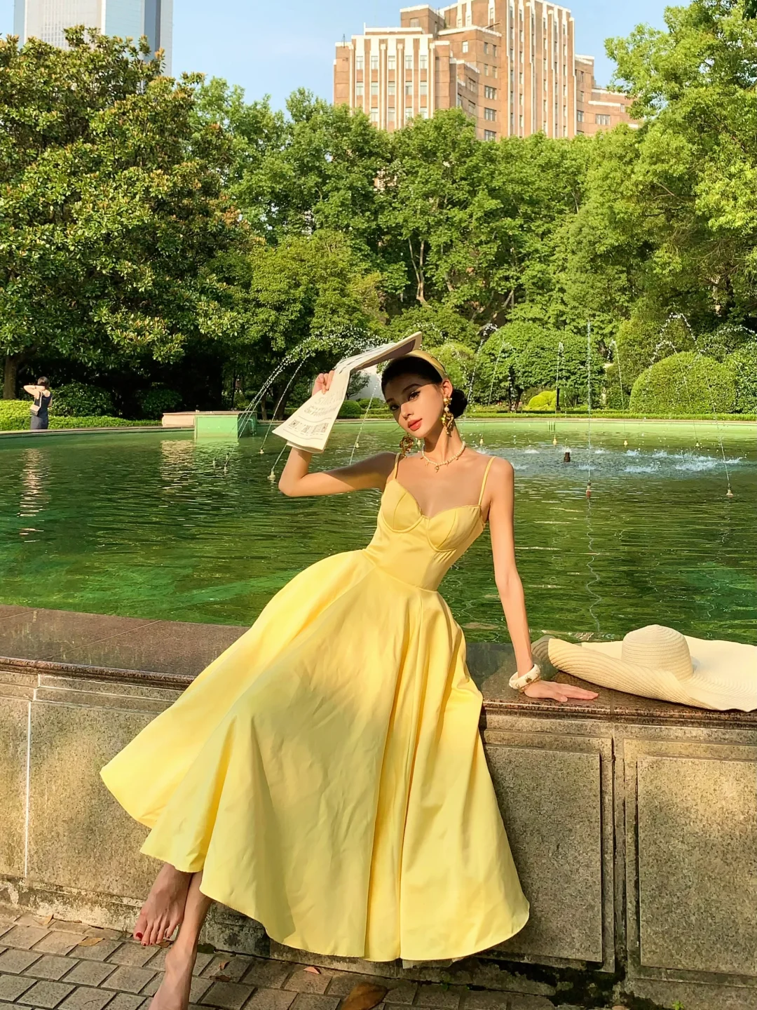 Yellow A Line Spaghetti Strap Satin Prom Dress 16th Birthday Dress SH4462