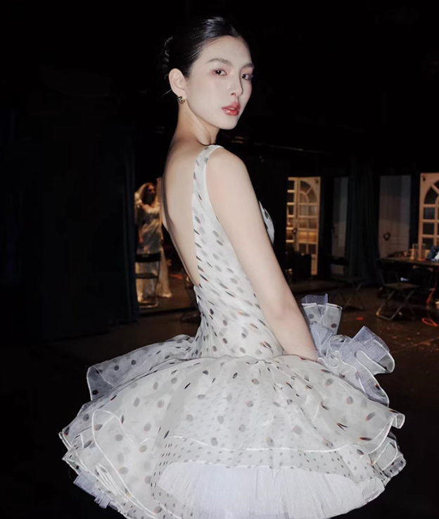 Polka Dot A Line Straps Pleated Chiffon Tulle Short Homecoming Dress Cocktail Dress SH3382