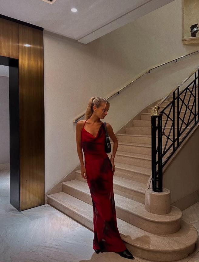 Sexy Burgundy Sheath Chiffon Open Back Long Outfit Party Dress Vacation Dress SH3522