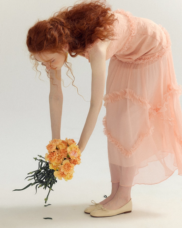 Orange-pink A Line Spaghetti Strap Lace Long Prom Dress Party Dress SH4146