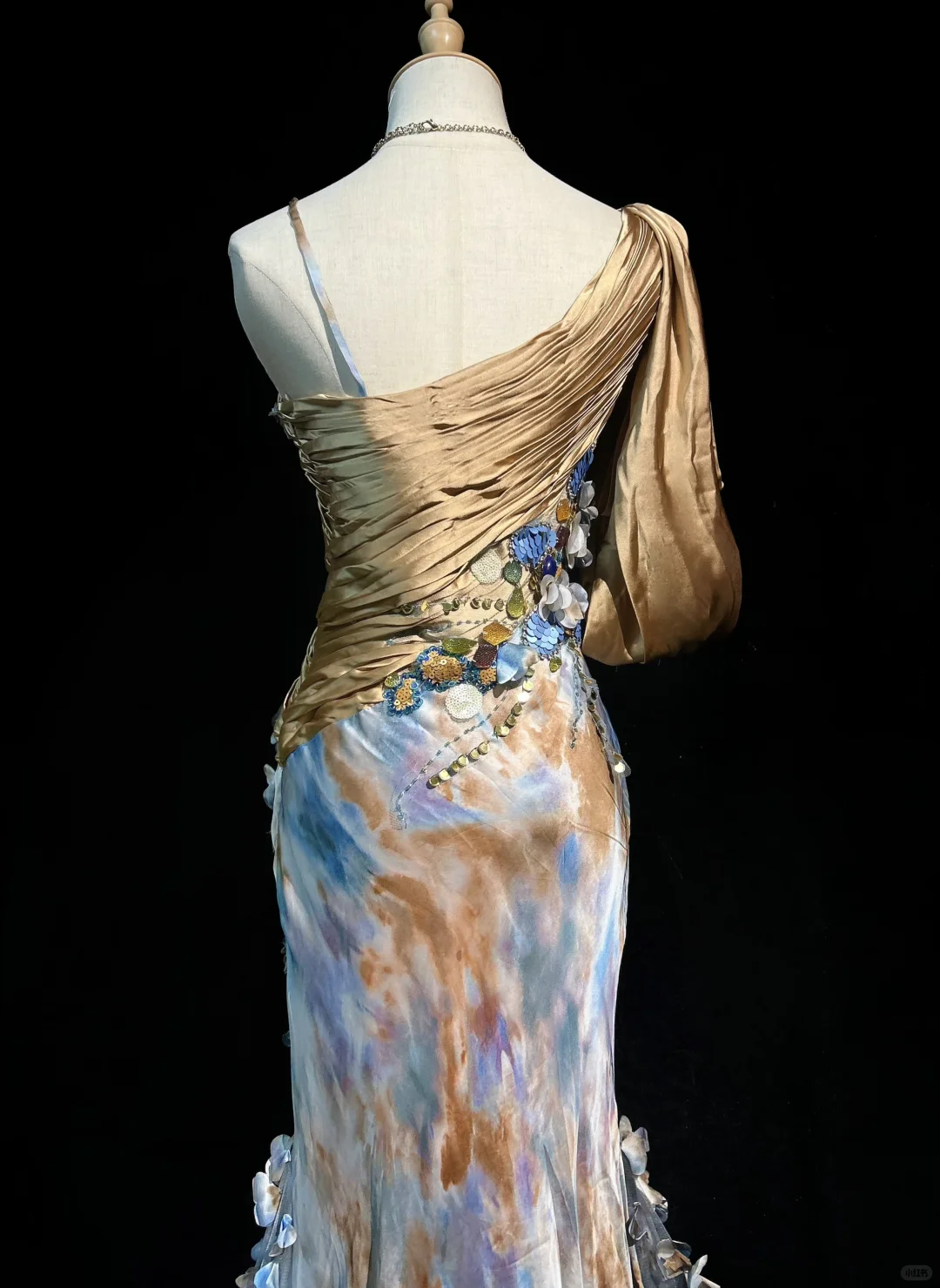 Gorgeous Mermaid Straps Appliques Print Flower Organza Satin Prom Dress Evening Dress SH3333