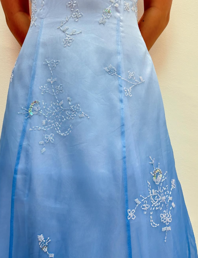 Charming A Line Strapless Beaded Chiffon Satin Prom Dress Evening Dress SH2055