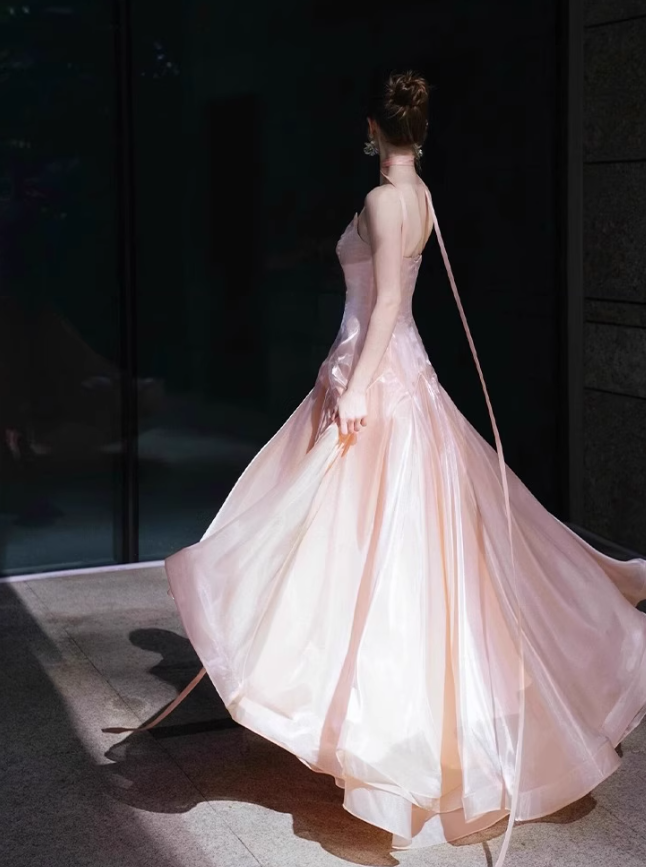 Stunning Pink A Line Sweetheart Neck Satin Prom Dress Evening Dress 16th Birthday Dress SH4048