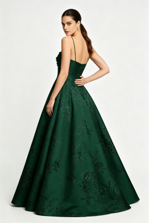 Long Spaghetti Straps A-line Green Prom Dresses, Long Prom Dresses SH382