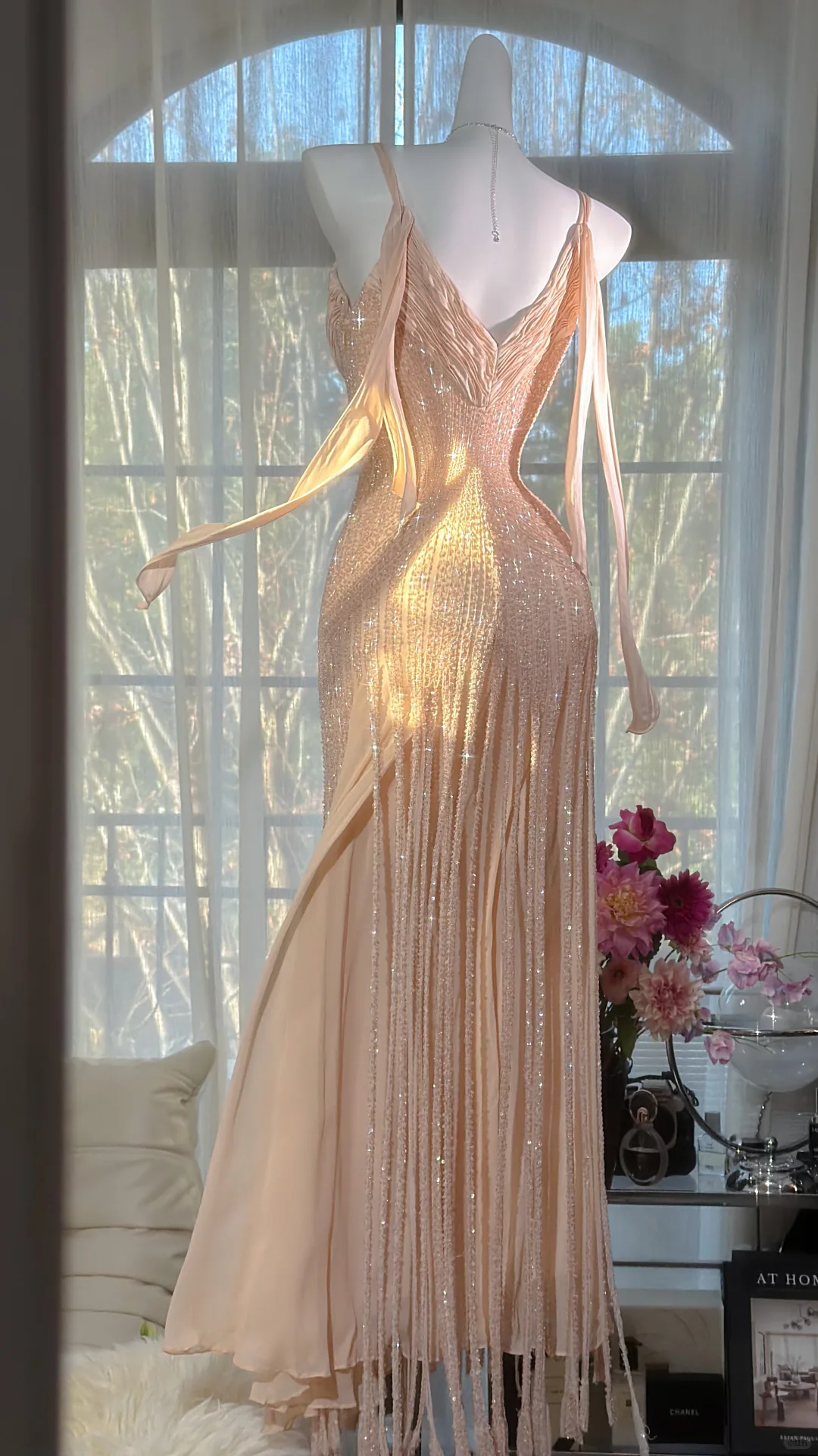 Fairy Elegant A Line Beaded Chiffon Long Graduation Prom Dress SH5344