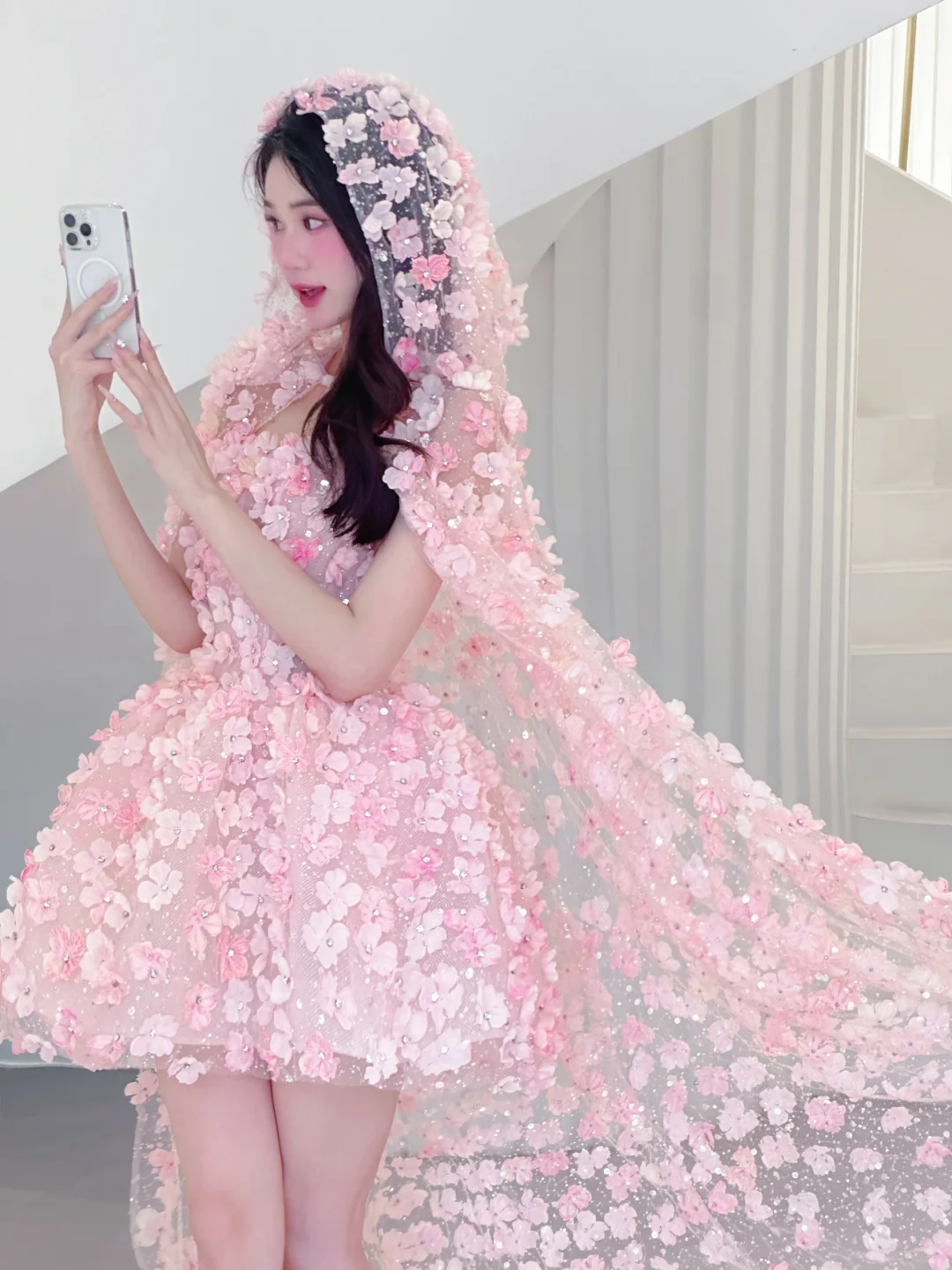 Stunning A Line Strapless Flower Pink Tulle Short Homecoming Dress Cocktail Dress SH2994