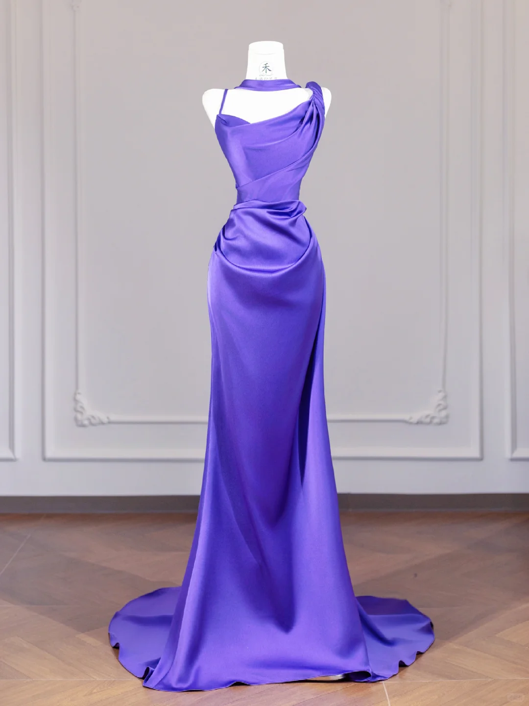 Stunning Purple Mermaid Spaghetti Strap Satin Long Prom Dress Party Dress SH4361