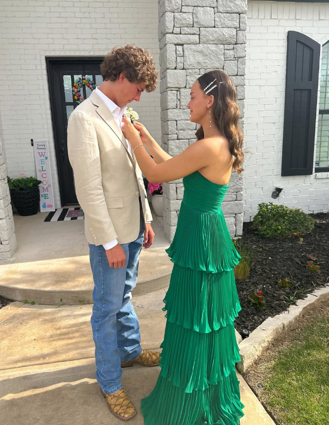 Cute A Line Sweetheart Neck Tiered Green Chiffon Long Prom Dress Graduation Prom Dress SH2604