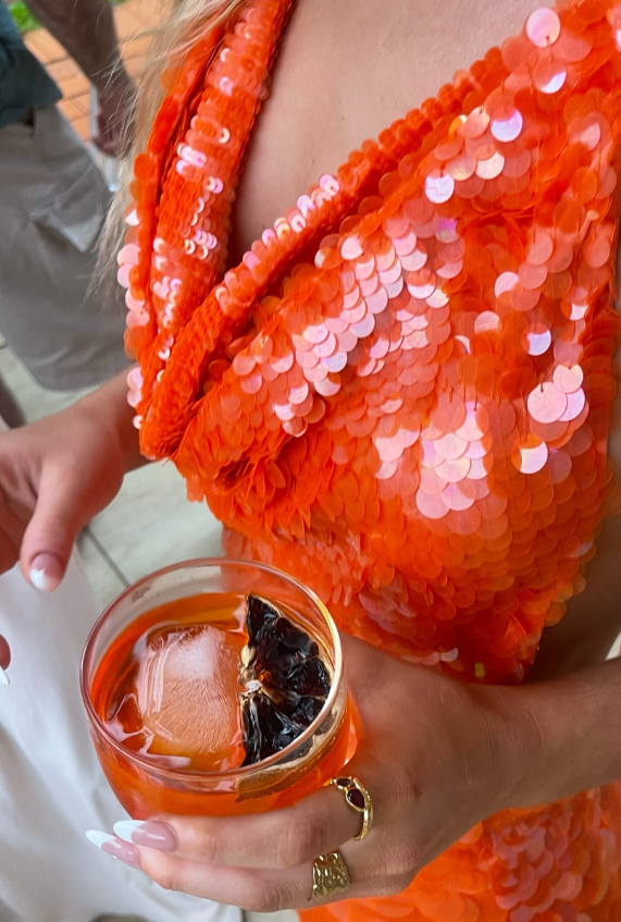 Bright Orange A Line Halter Sequin Open Back Homecoming Dress Vacation Dress SH4005