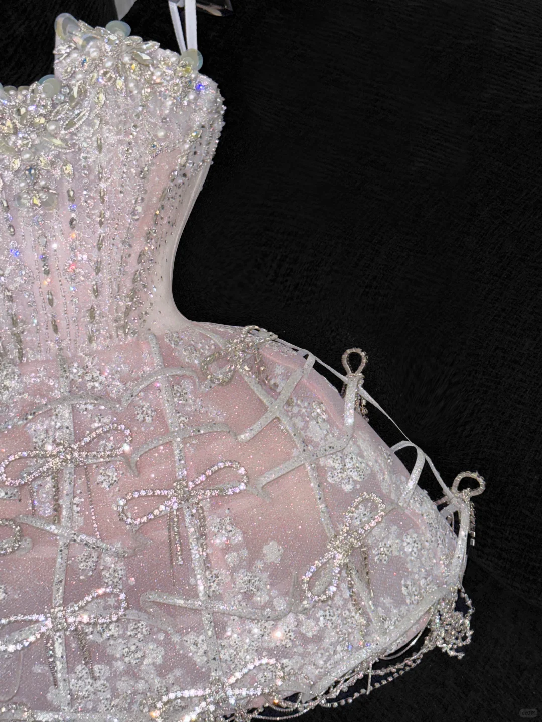 Pink Bow A Line Strapless Silver Sequin Beaded Tulle Homecoming Dress Party Dress SH3418