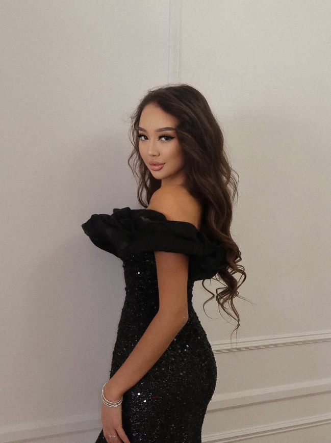 Sexy Black Sheath Off the Shoulder Sequin Prom Dress Formal Dress Party Dress SH3748