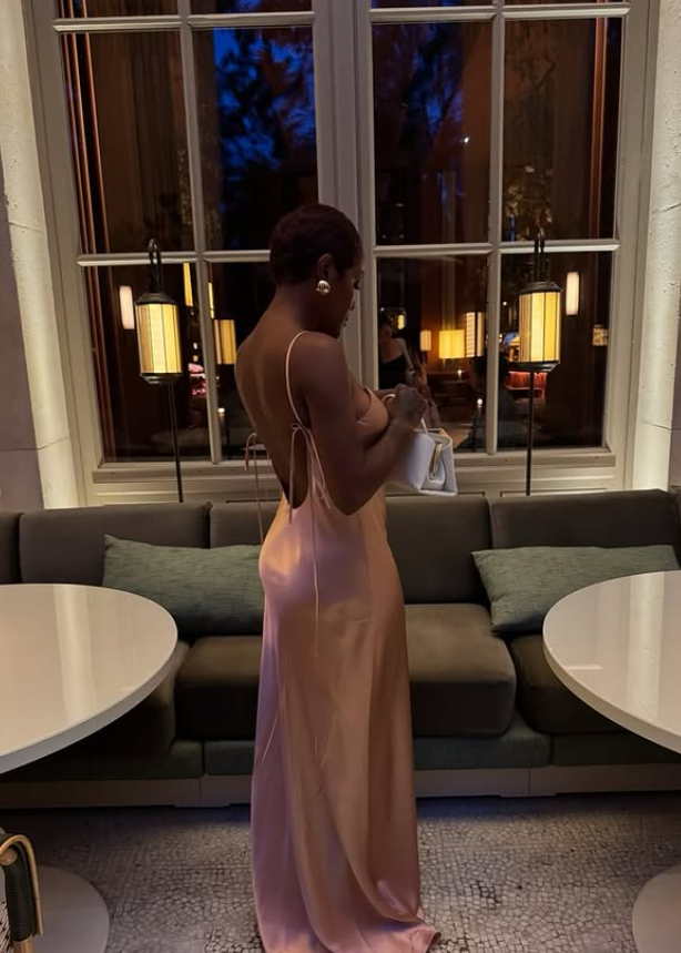 Simple Pink A Line Spaghetti Strap Satin Open Back Prom Dress Wedding Guest Dress SH4447