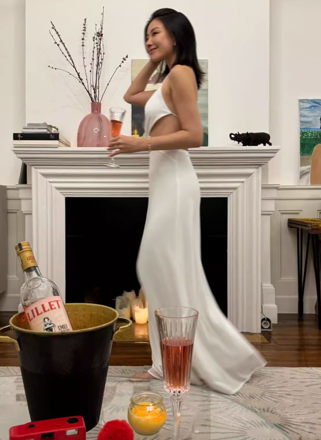Simple White A Line Halter Chiffon Long Open Back Prom Dress Vacation Dress SH4384