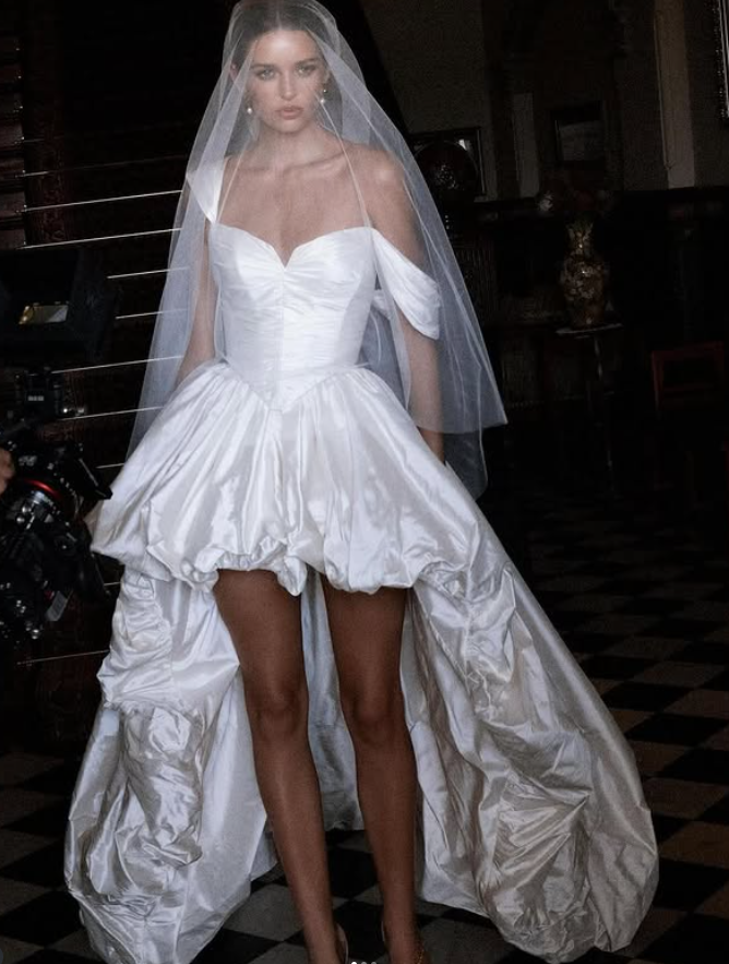 Cute A Line Straps White Pleated Satin Prom Dress Wedding Dress SH4698