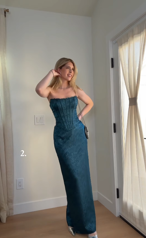 Dark Blue Print Sheath Strapless Satin Prom Dress Evening Dress SH8367