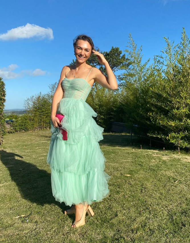 Charming A Line Spaghetti Strap Corset Tiered Mint Green Tulle Prom Dress Evening Dress SH2067