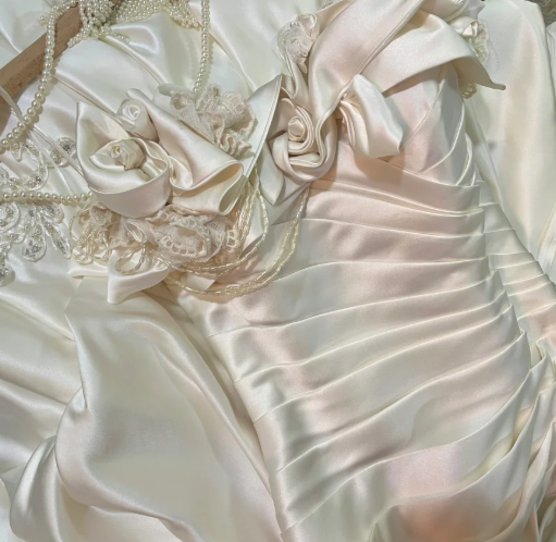 Vintage Ball Gown Strapless Pleated Satin Prom Dresses Wedding Dresses SH4645