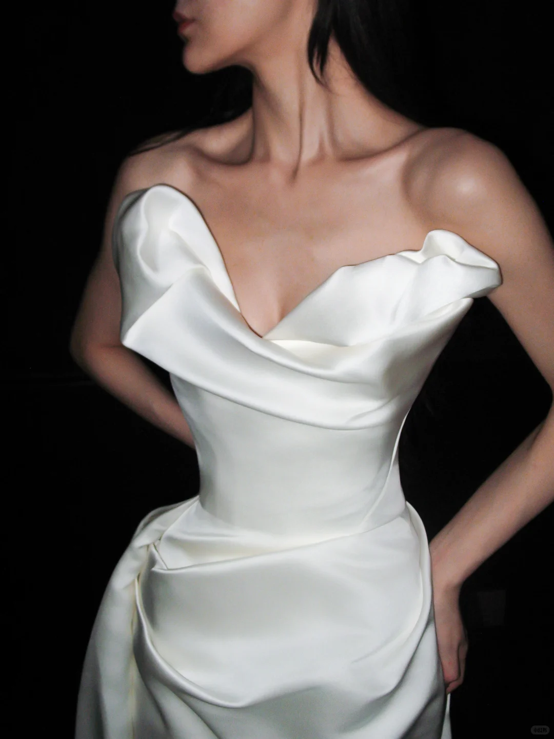 High-class Unique A Line Strapless White Satin Long Wedding Dress SH6629