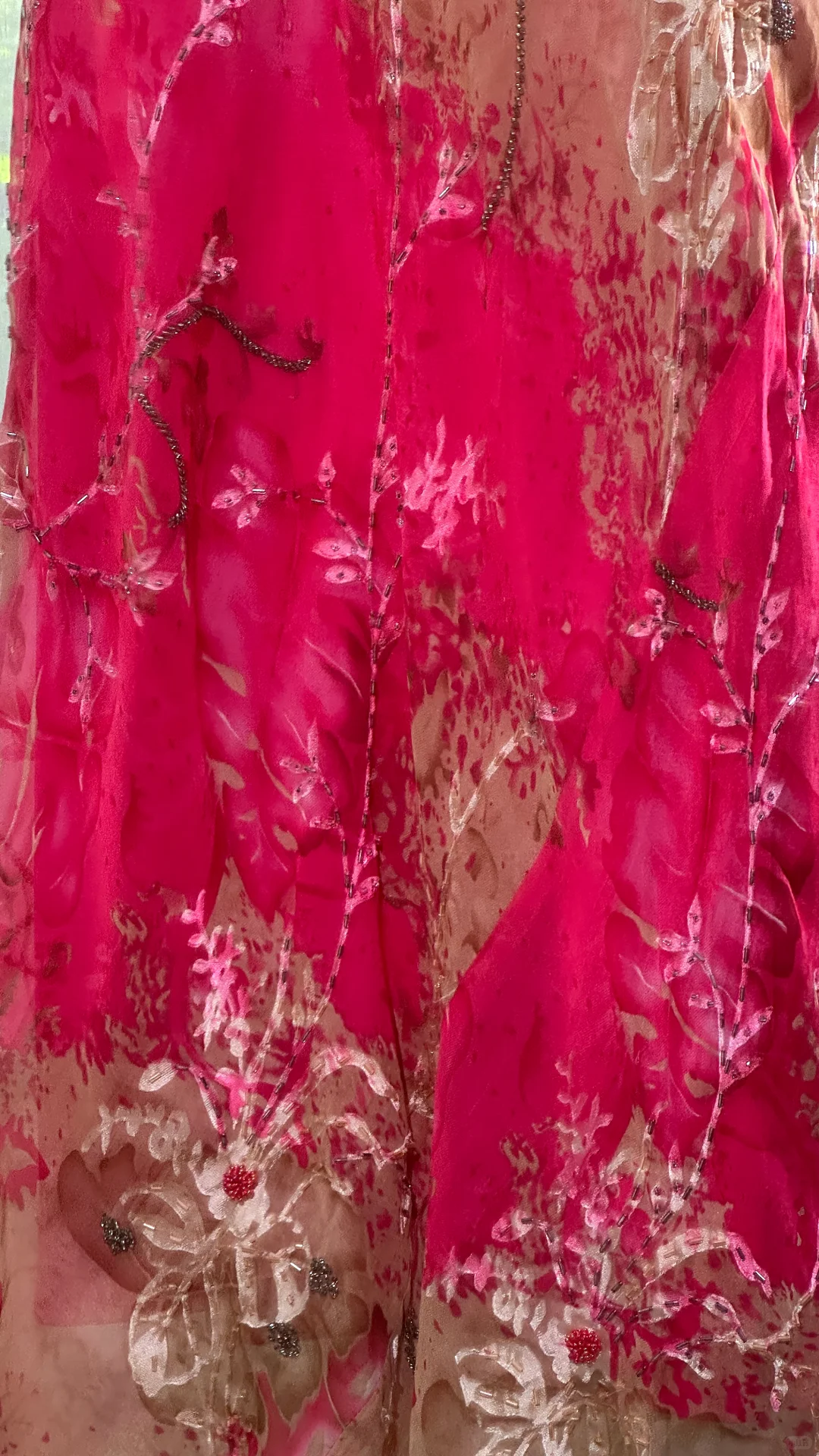 Hot Pink Vintage Mermaid Spaghetti Straps Print Floral Chiffon Prom Dress SH5199