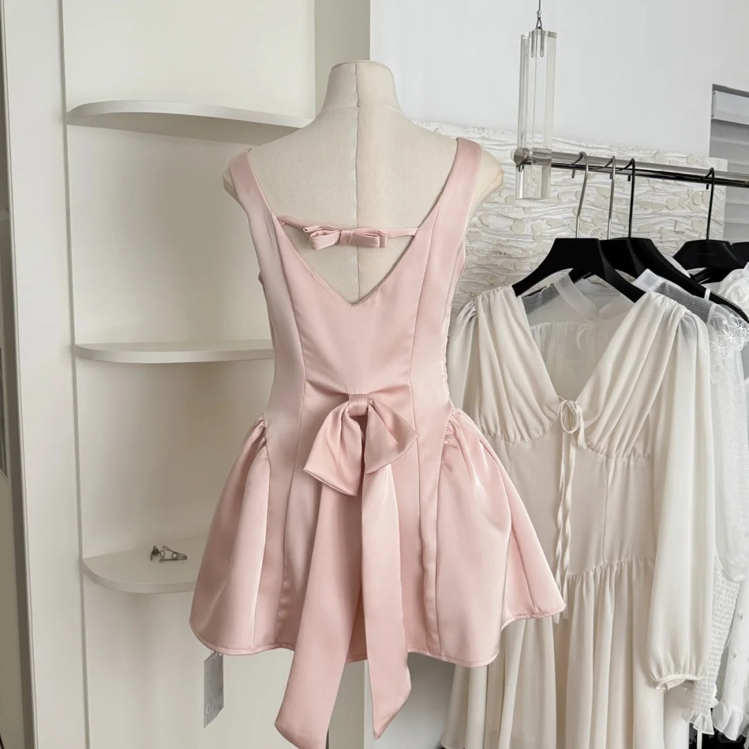 Cute A Line Straps Pink Satin Short Homecoming Dress Birthday Dress SH3149