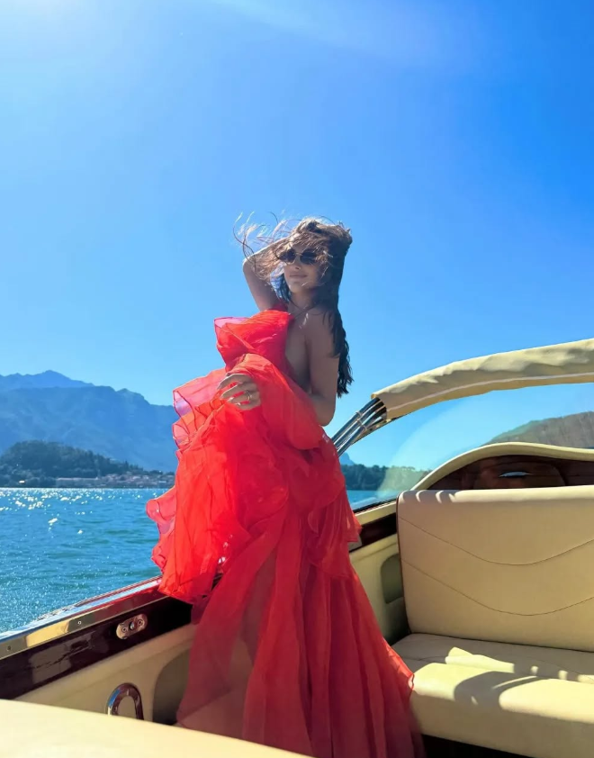 Charming Red A Line V Neck Organza Long Prom Dress Vacation Dress SH4809