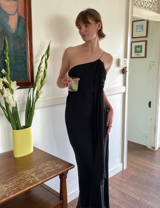 Sexy Sheath Spaghetti Strap Beaded Black Chiffon Long Prom Dress Prom Dress SH2650