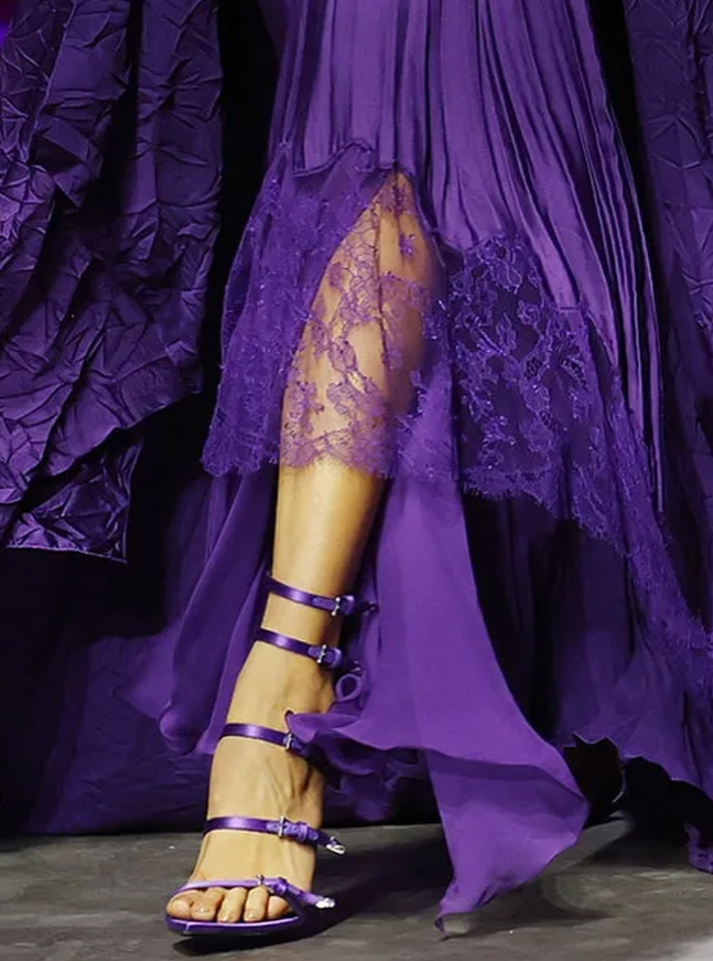 Unique A Line Spaghetti Strap Purple Lace Satin Prom Dress Evening Dress with Slit SH2263