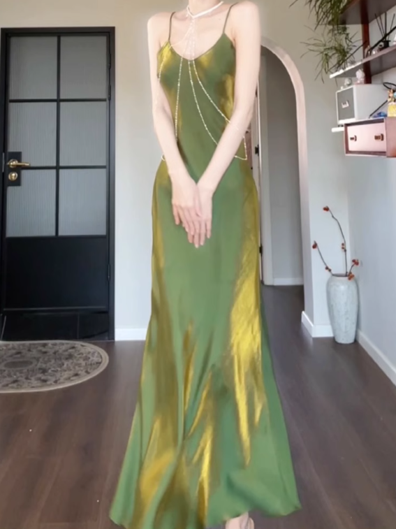 Pink Pretty Mermaid Spaghetti Strap Satin Prom Dress Evening Dress Formal Dress SH4084