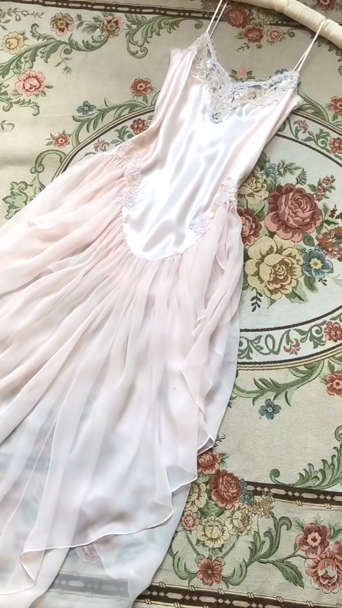 Gentle A Line Spaghetti Straps Lace Light Pink Satin Chiffon Prom Dress Evening Dress SH4242