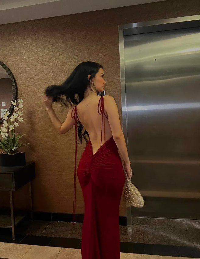 Sexy Sheath Spaghetti Straps Backless Navy Blue Satin Prom Dress Evening Dress SH1214