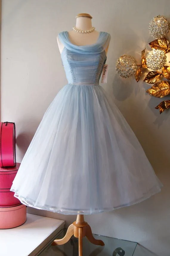 Vintage Blue Homecoming Dress,Elegant Prom Dress SH644