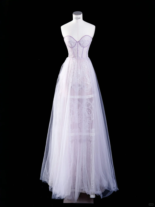 Elegant A Line Sweetheart Neck Lace Tulle Party Dress Evening Dress SH3376