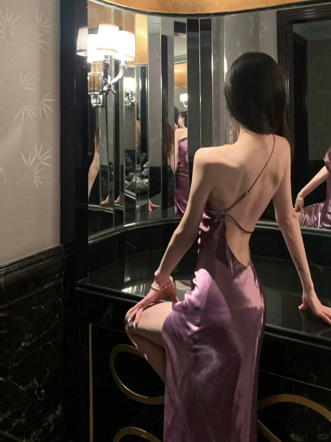 Sexy Purple A Line One Shoulder Satin Open Back Prom Dress Evening Dress Date Dress with Slit SH4905