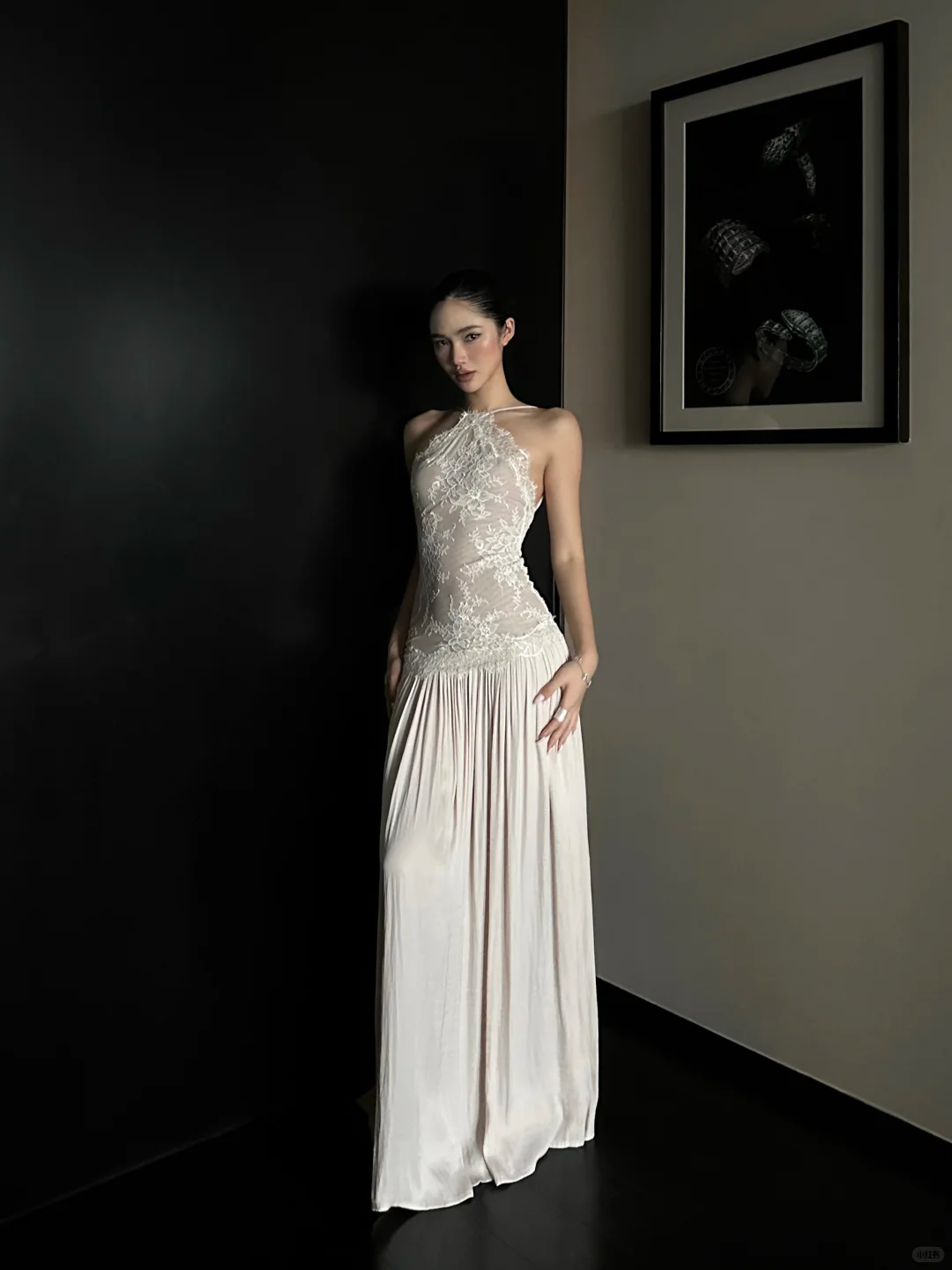 Stunning A Line Halter Lace Satin Open Back Prom Dress Evening Dress Formal Gown SH3926