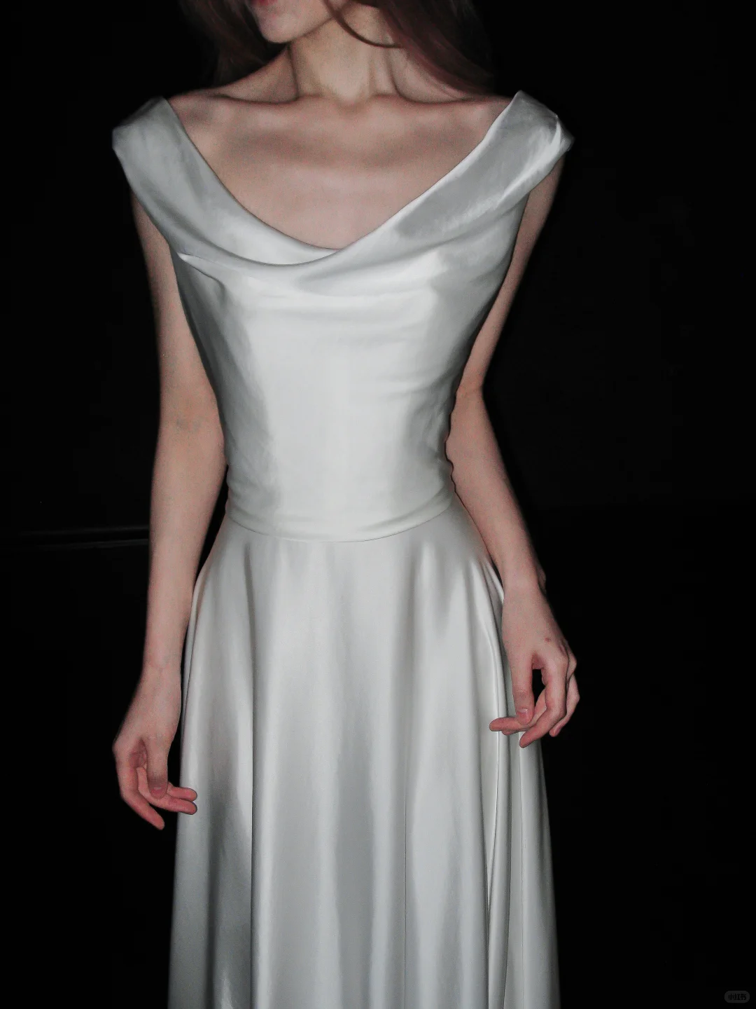 Simple Classic A Line Straps White Satin Long Sweep Wedding Dress SH5228