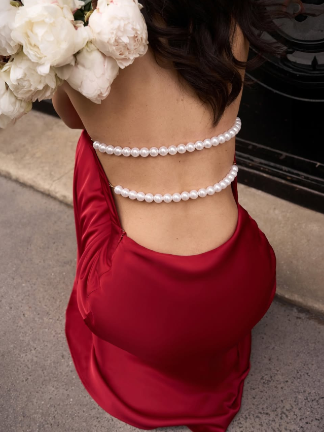 Sexy Burgundy A Line Halter Pearl Satin Open Back Prom Dress Party Dress Formal Dress SH4001